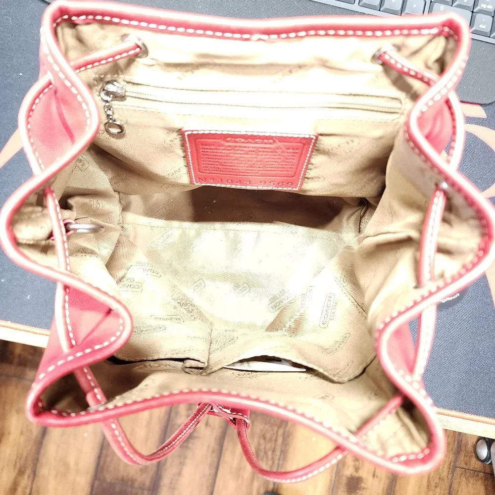 Coach Vintage Backpack Bag 9569 red leather Rare Vintage - Picture 4 of 7